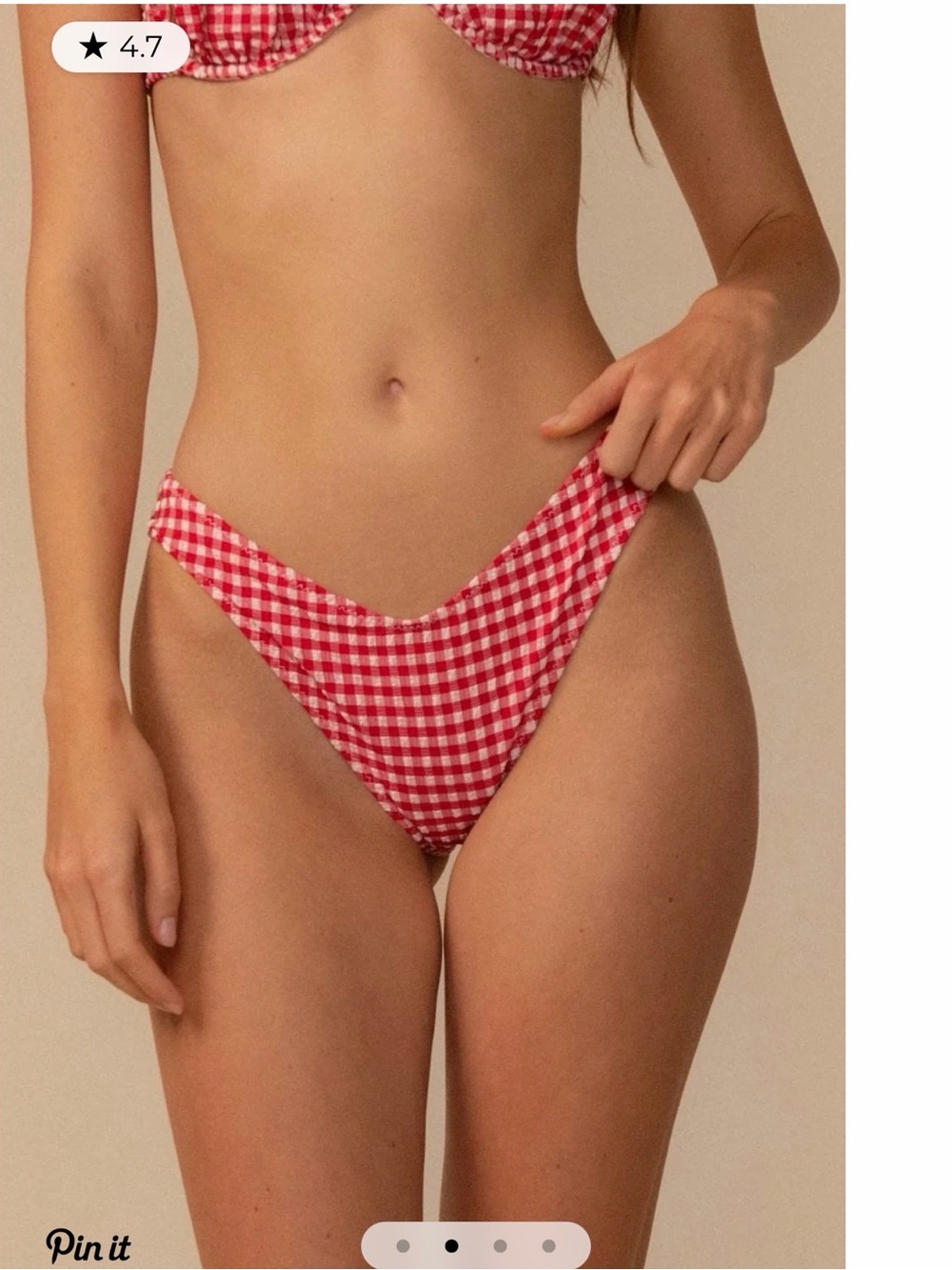 MONTCE RED MICRO GINGHAM PETAL BIKINI TOP & ADDED COVERAGE LULU BOTTOMS, SIZE M - Picture 11 of 11